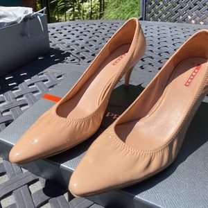 Prada Vernice Soft nude patent heels